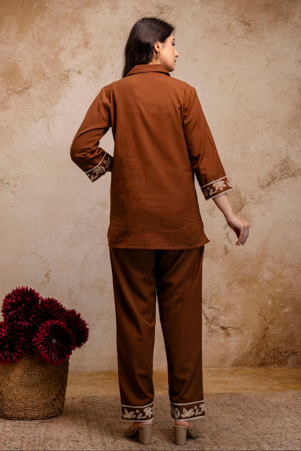 Viyona Mousse Cotton Embroidered Co-ord Set