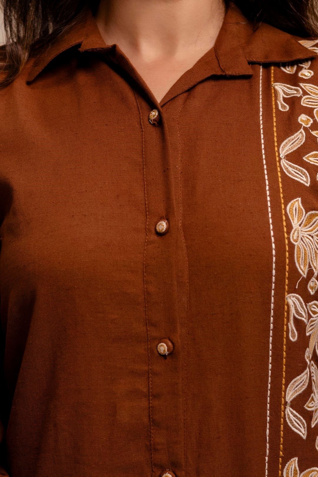 Viyona Mousse Cotton Embroidered Co-ord Set