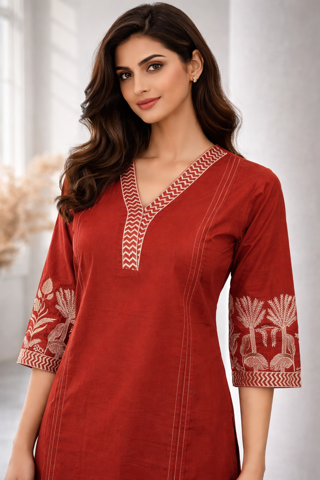 Mohini Brick Embroidered Kurta Pant Set