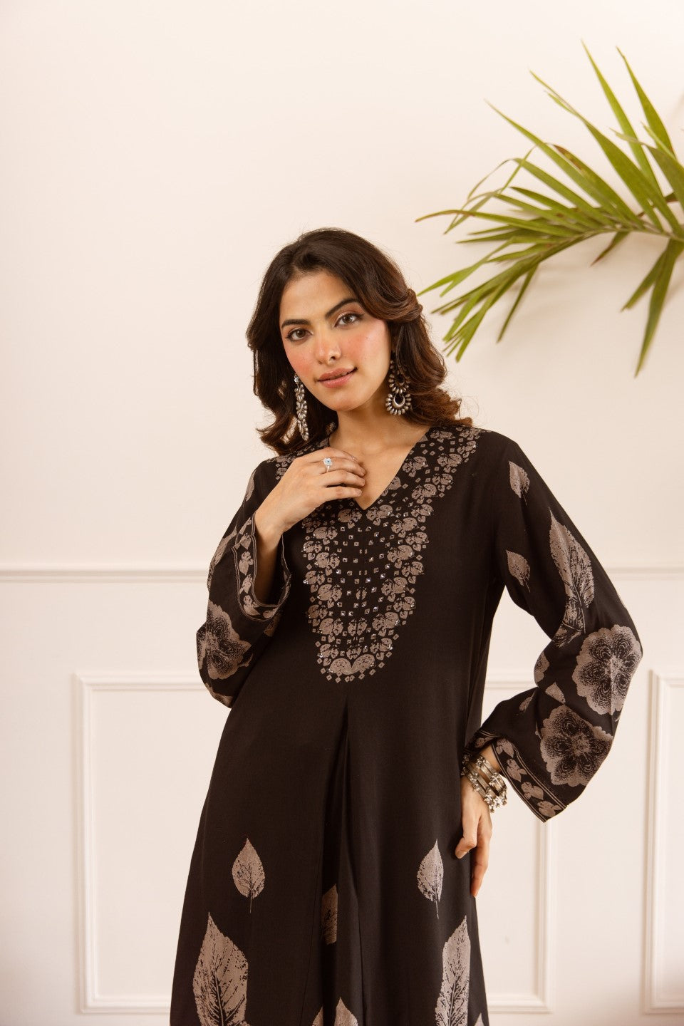 Karen coal printed cotton kurta pant set