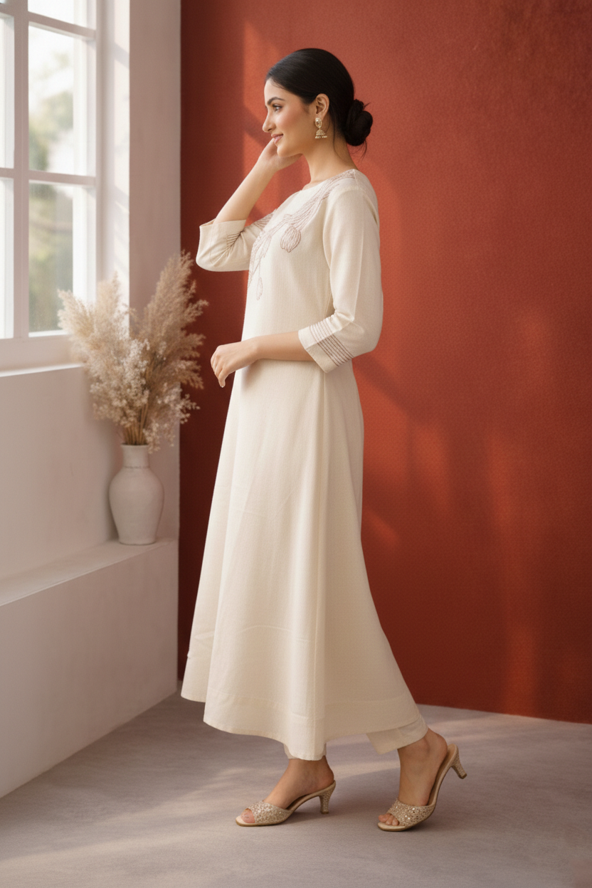 Mishka Mist Embroidered Kurta Pant Set