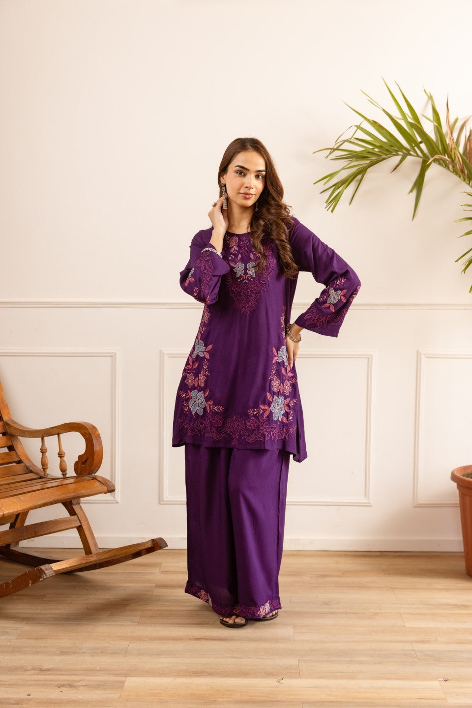Karen grape embroidery cotton co-ord set