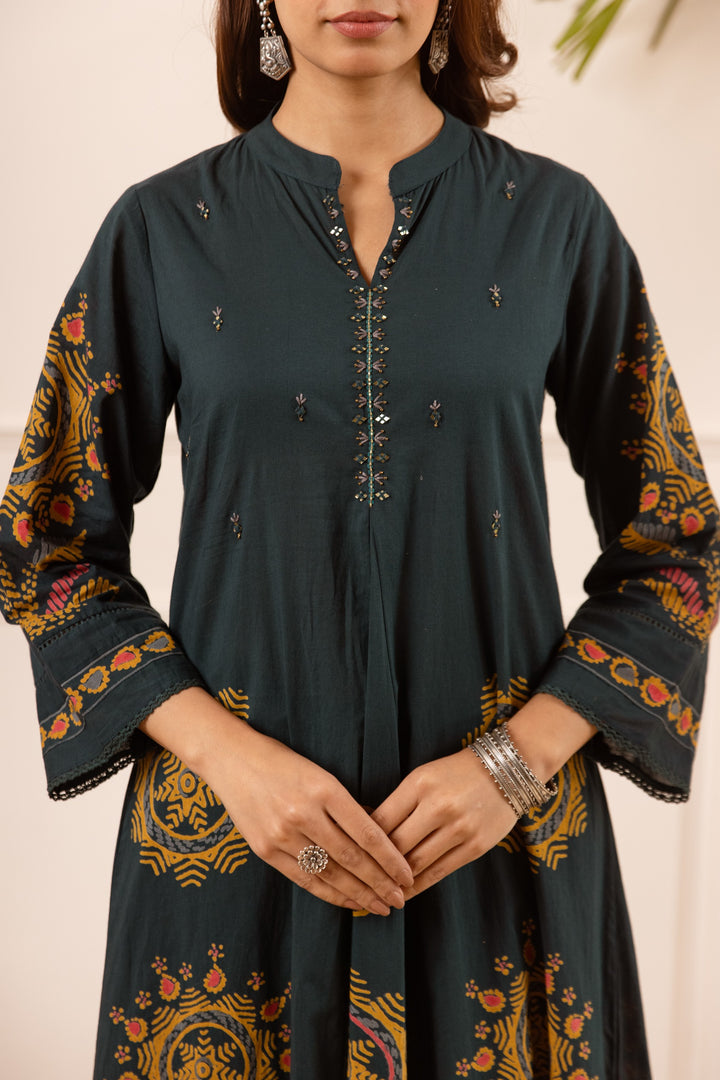 Karen marine printed kurta pant set