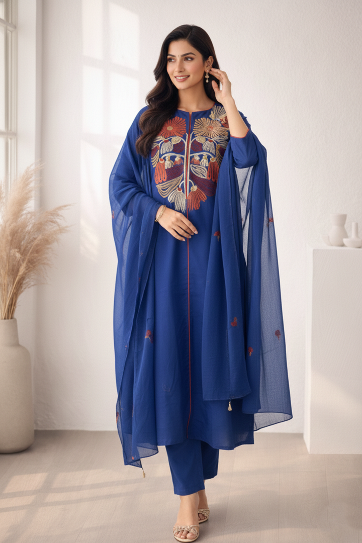 Viyona Ink Embroidered Suit Set