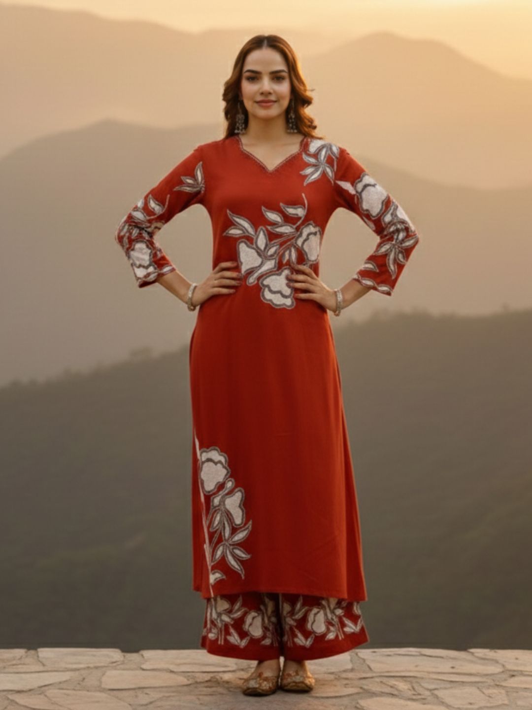 Bakul Rust Digital Print Kurta Pant Set