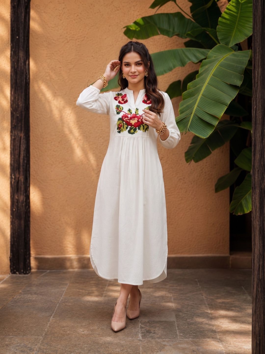 Ivanka parch embroidery cotton dress