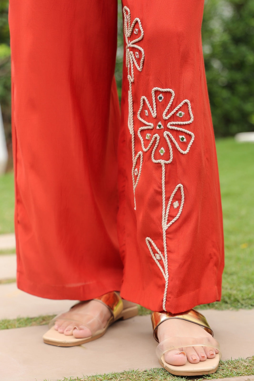 Sargi saffron embroidery cottton co-ord set