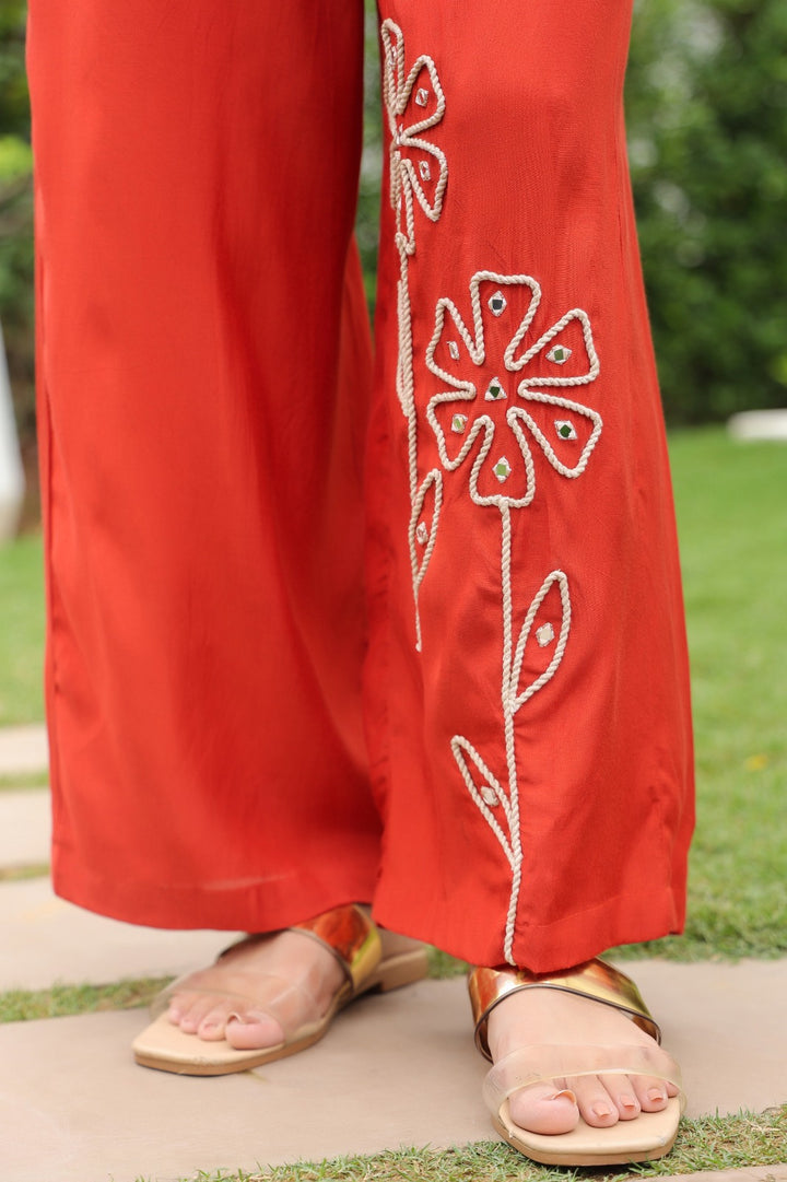 Sargi saffron embroidery cottton co-ord set