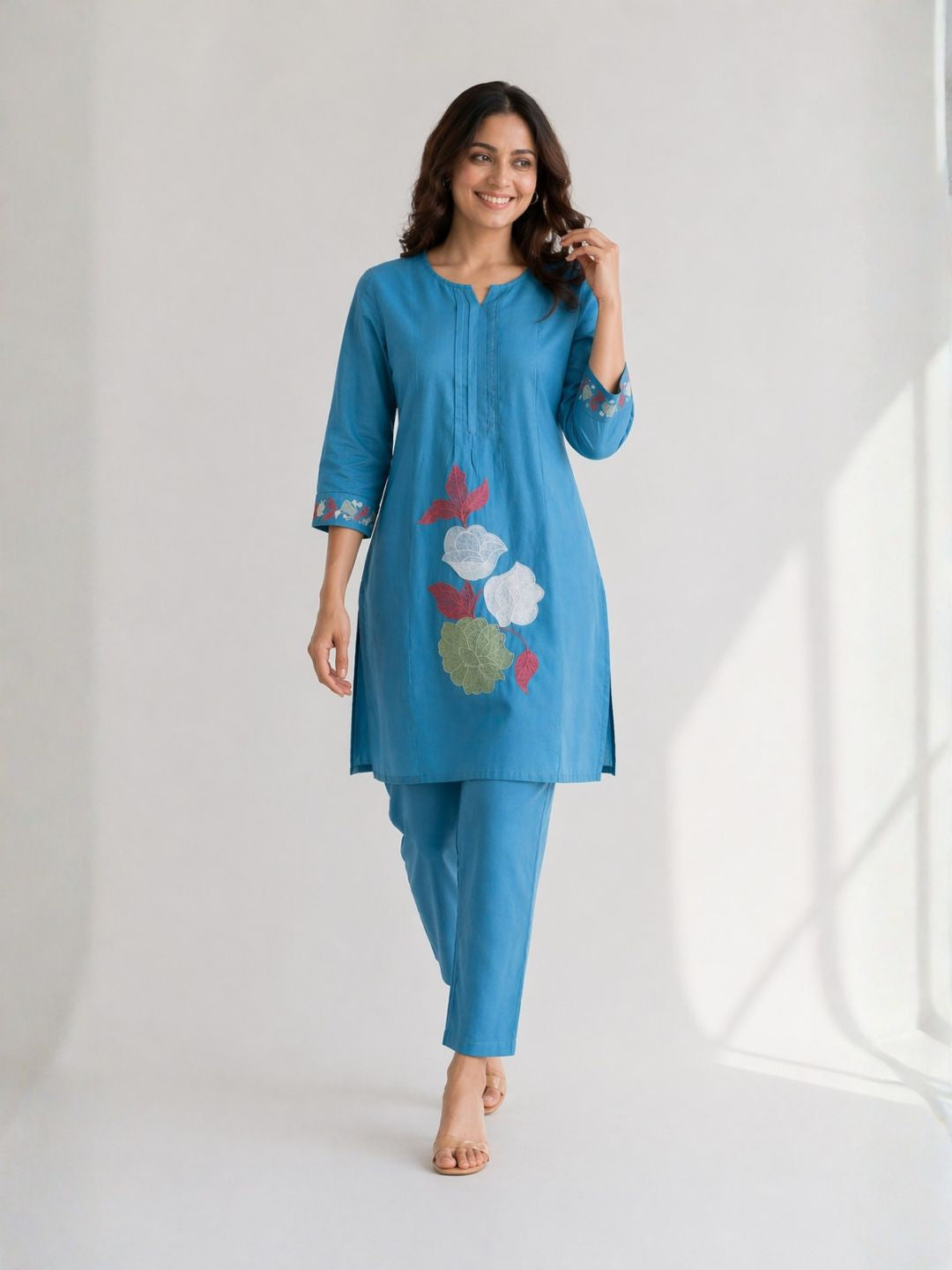 Jayna Cobalt Embroidered Kurta Pant Set