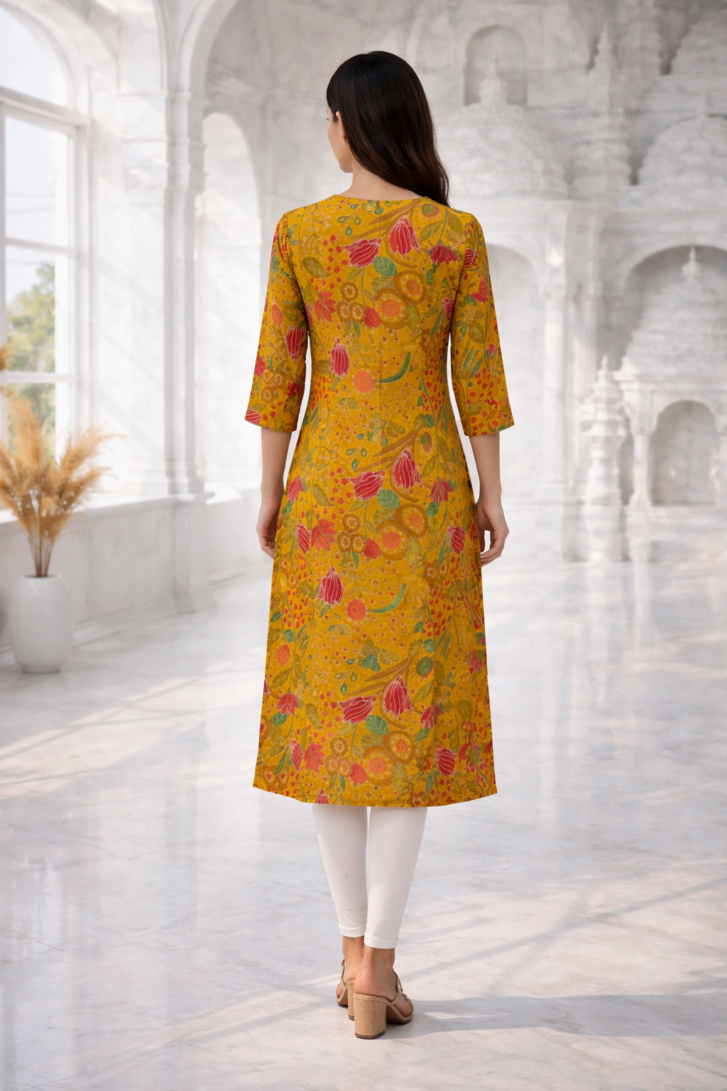Barnali Gold Printed Work Kurti