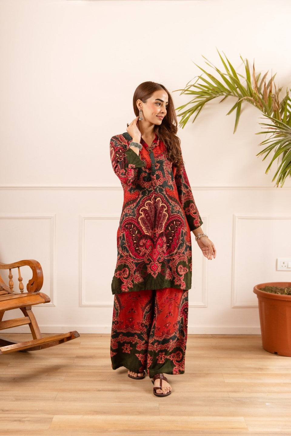 Karen cardinal printed cotton coord set