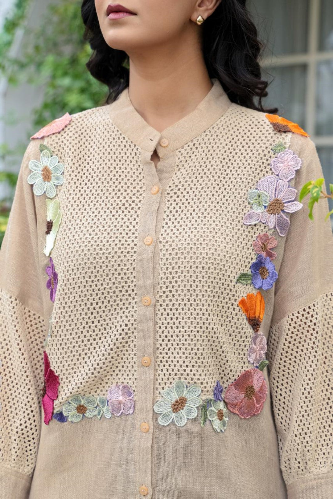 Opela Tan embroidery Co-ord Set