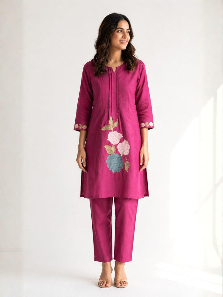 Jayna Mulberry Embroidered Kurta Pant Set