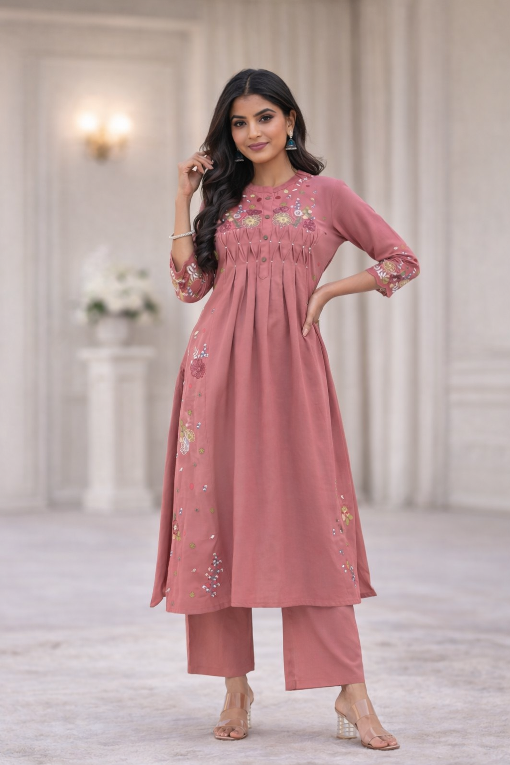 Chandri Rose Embroidered Kurta Pant Set