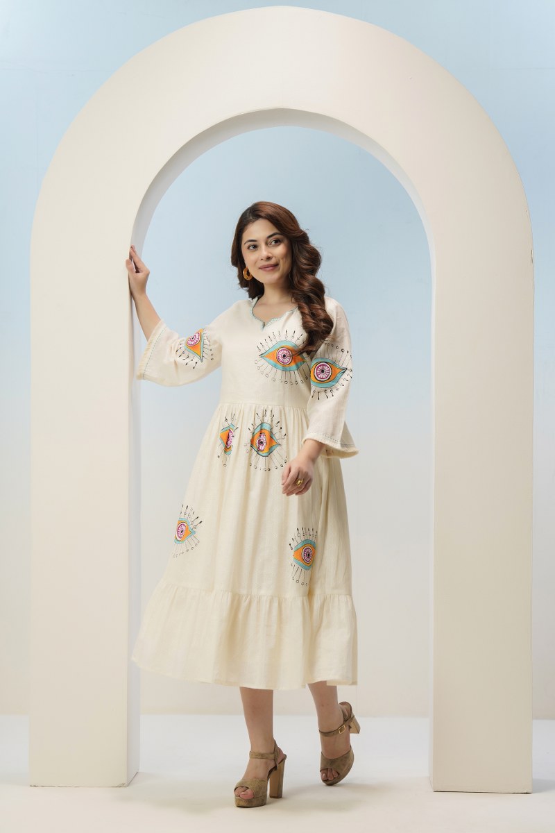 Tatva evil eye embroidery cotton dress