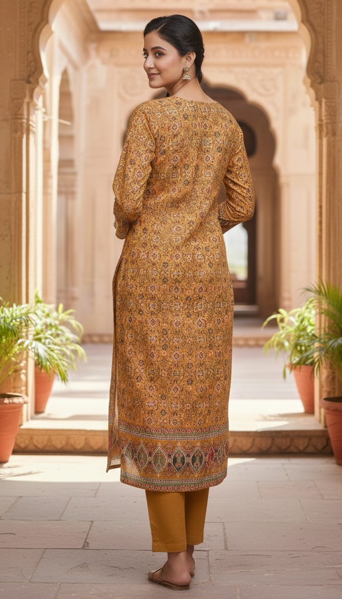 Shanti Mustard Printed Suit set