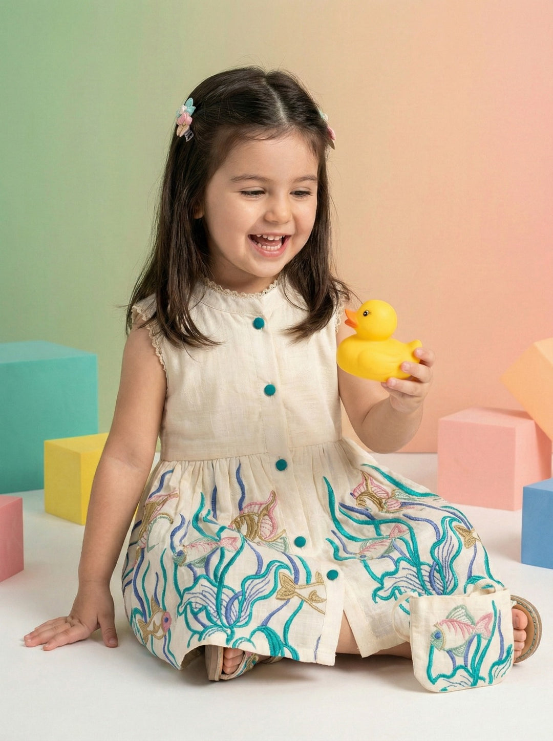 Joy marine embrodiery cotton Dress