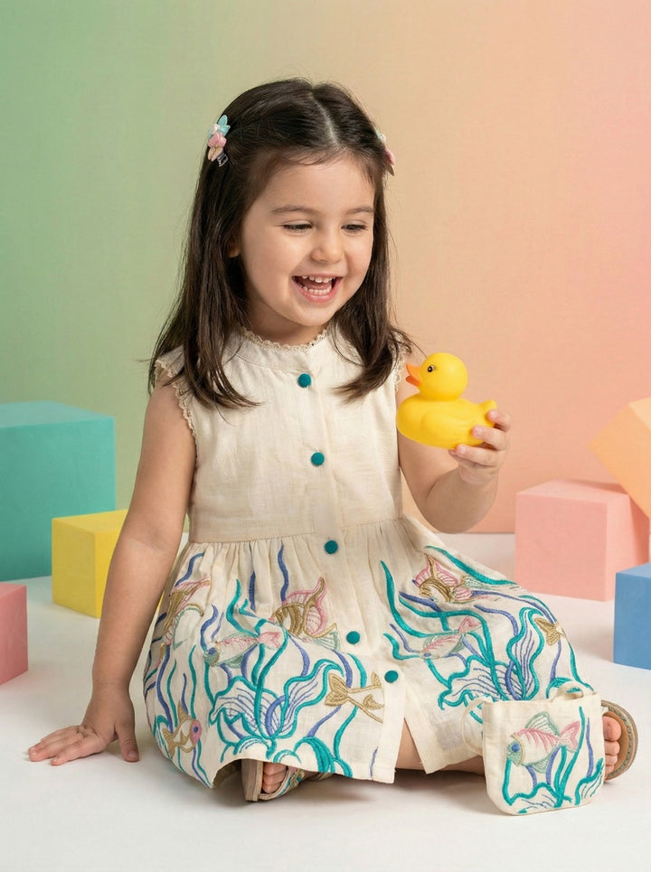 Joy marine embrodiery cotton Dress