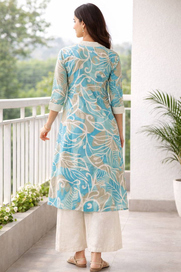 Surbhi sky cotton kurta pant set