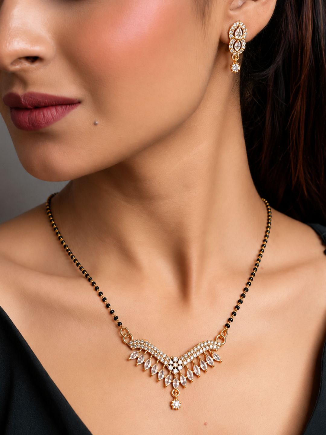 Nayra diamond Mangalsutra with earings set
