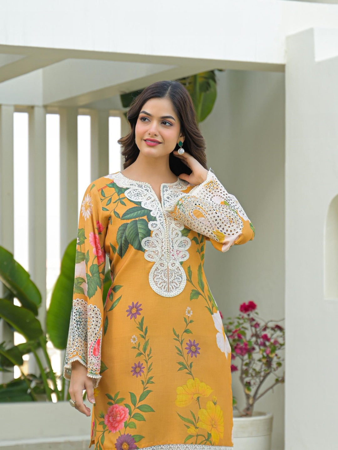 Dagdai canary printed suit set