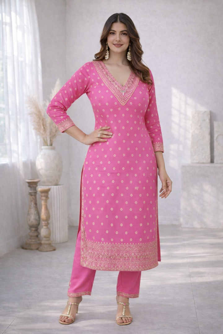Palash Rose Full Work Suit Set
