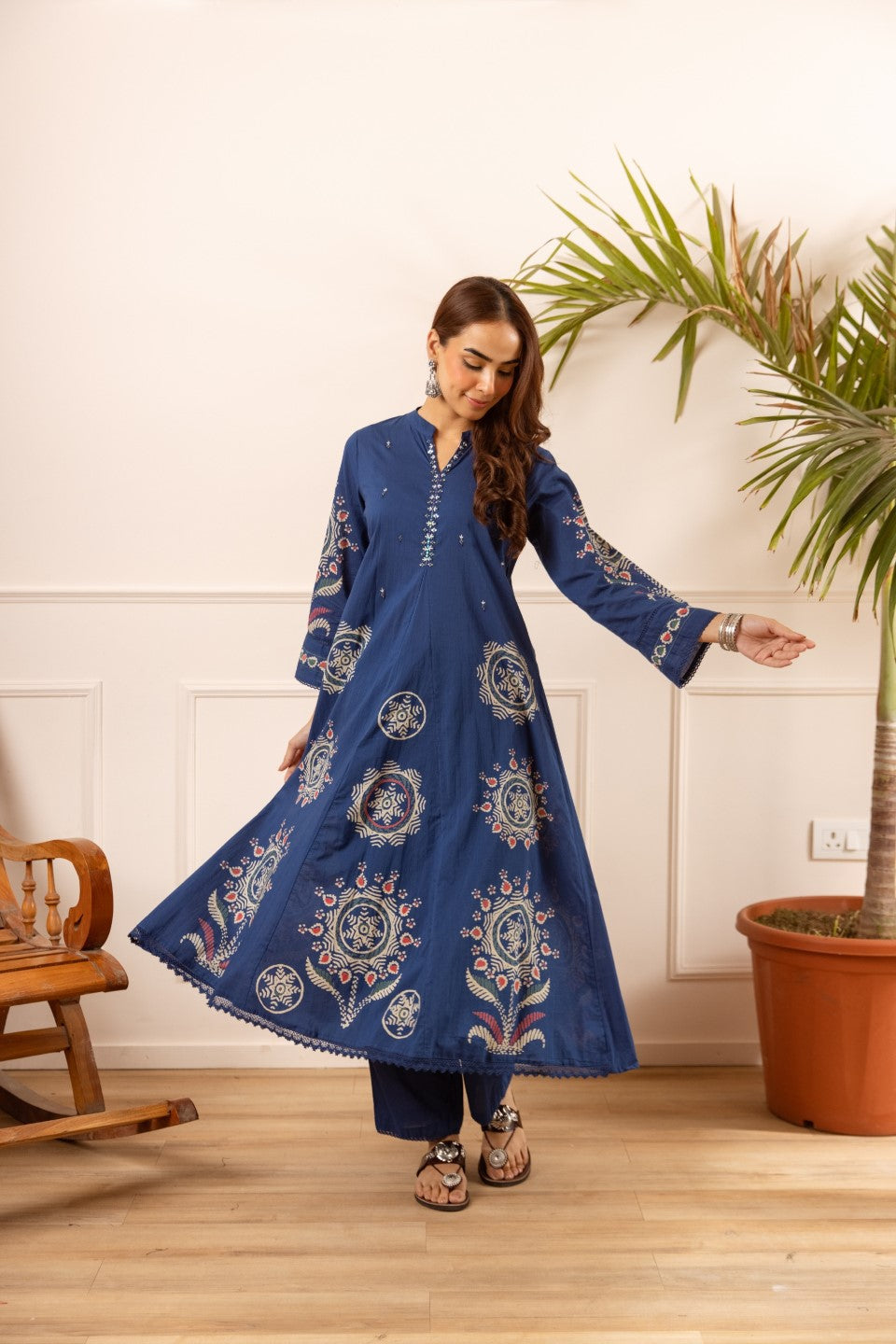 Karen Cobalt printed kurta pant set