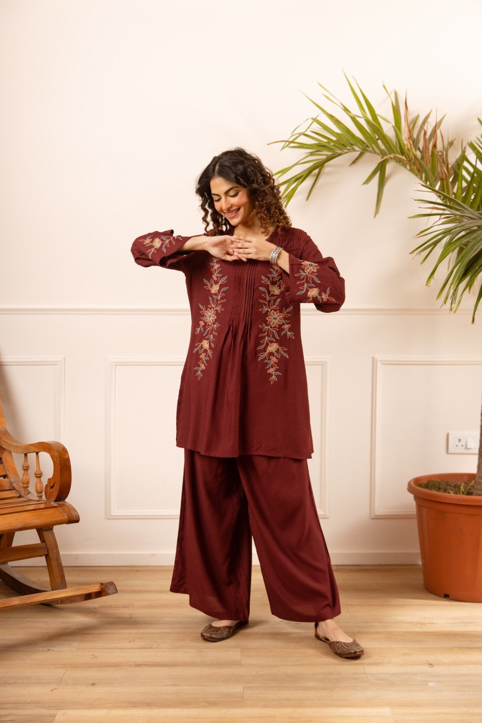 Karen Jam embroidery Cotton Co-ord Set