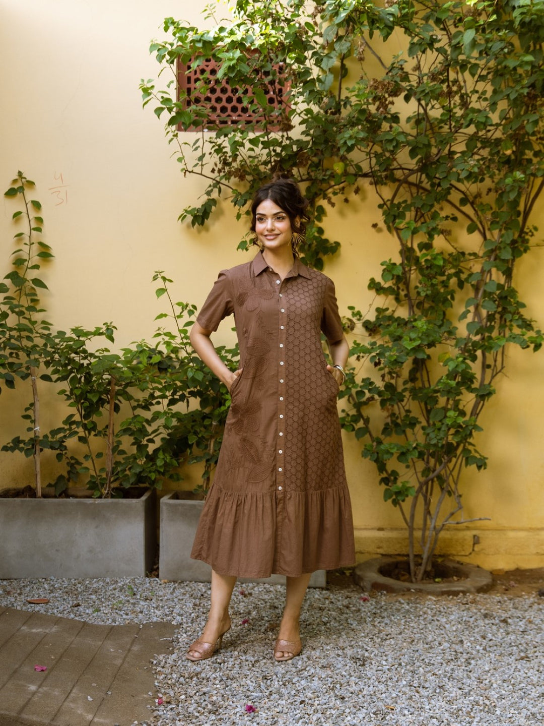 Ravya peanut embroidery cotton dress