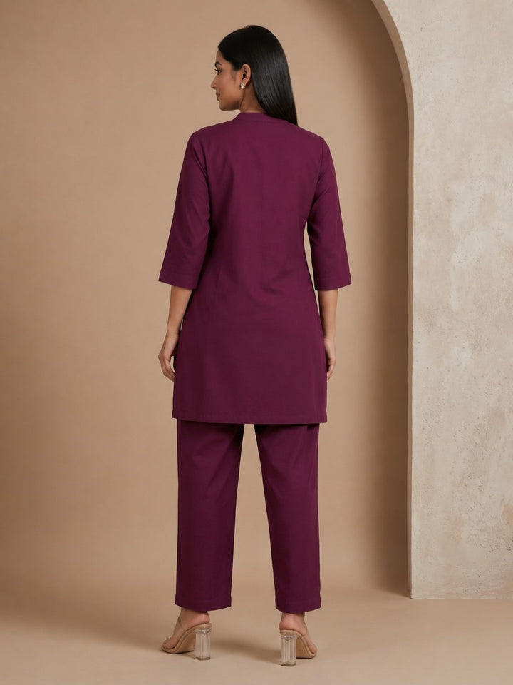 Romi Mulberry Embroidered Co-ord Set