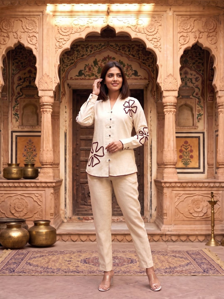 Wespret parch embroidery cotton co-ord set