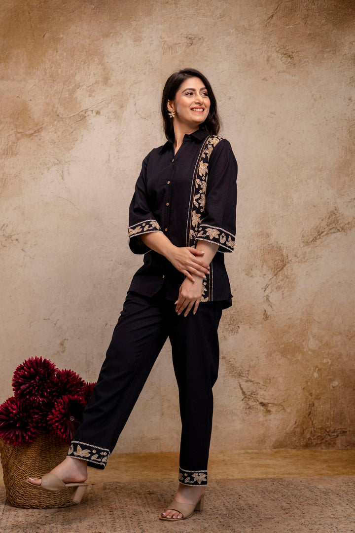 Viyona Jet Embroidered Co-ord Set