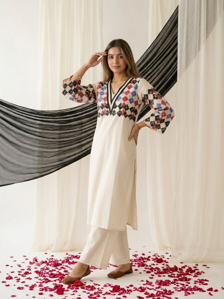 Swades porcelain cotton kurta pant set