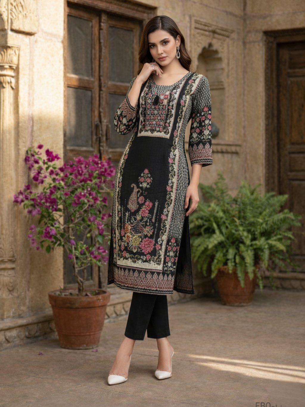 Reet Coal Printed Suit Set