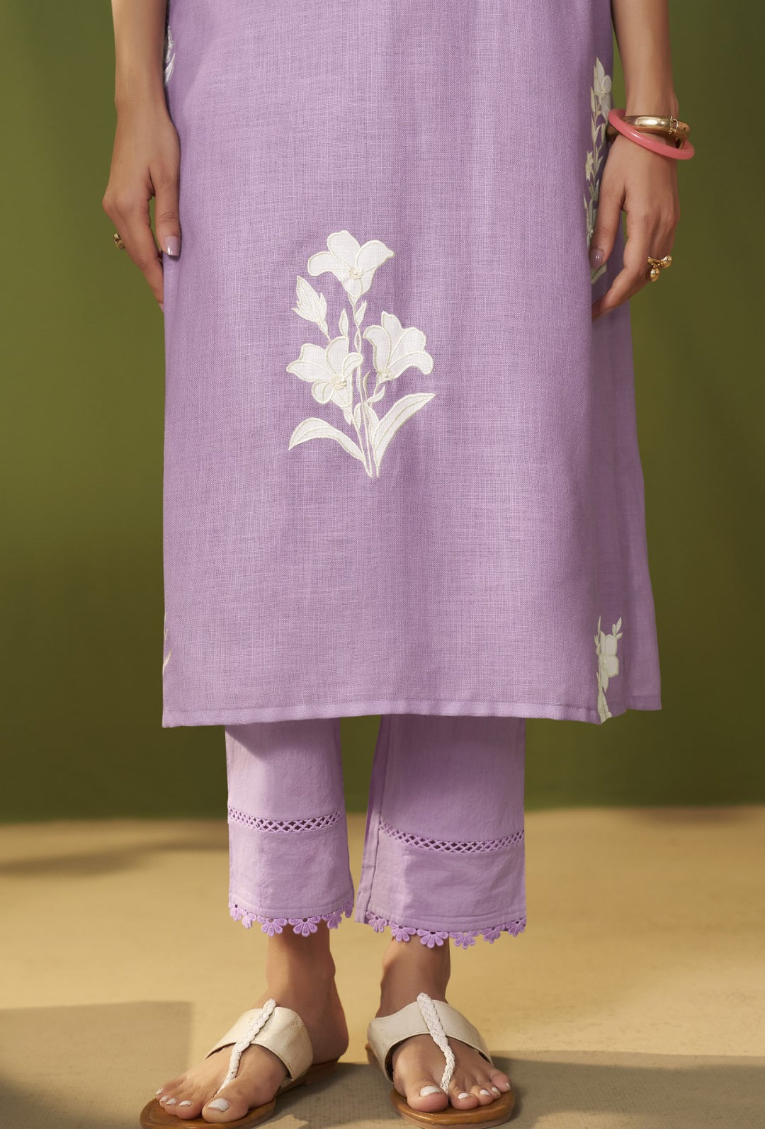 Itrh amethyst cotton linen suit set
