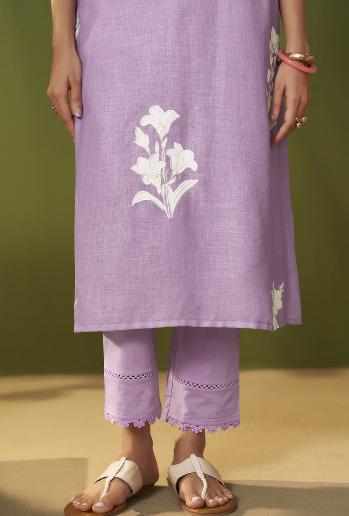 Itrh amethyst cotton linen suit set