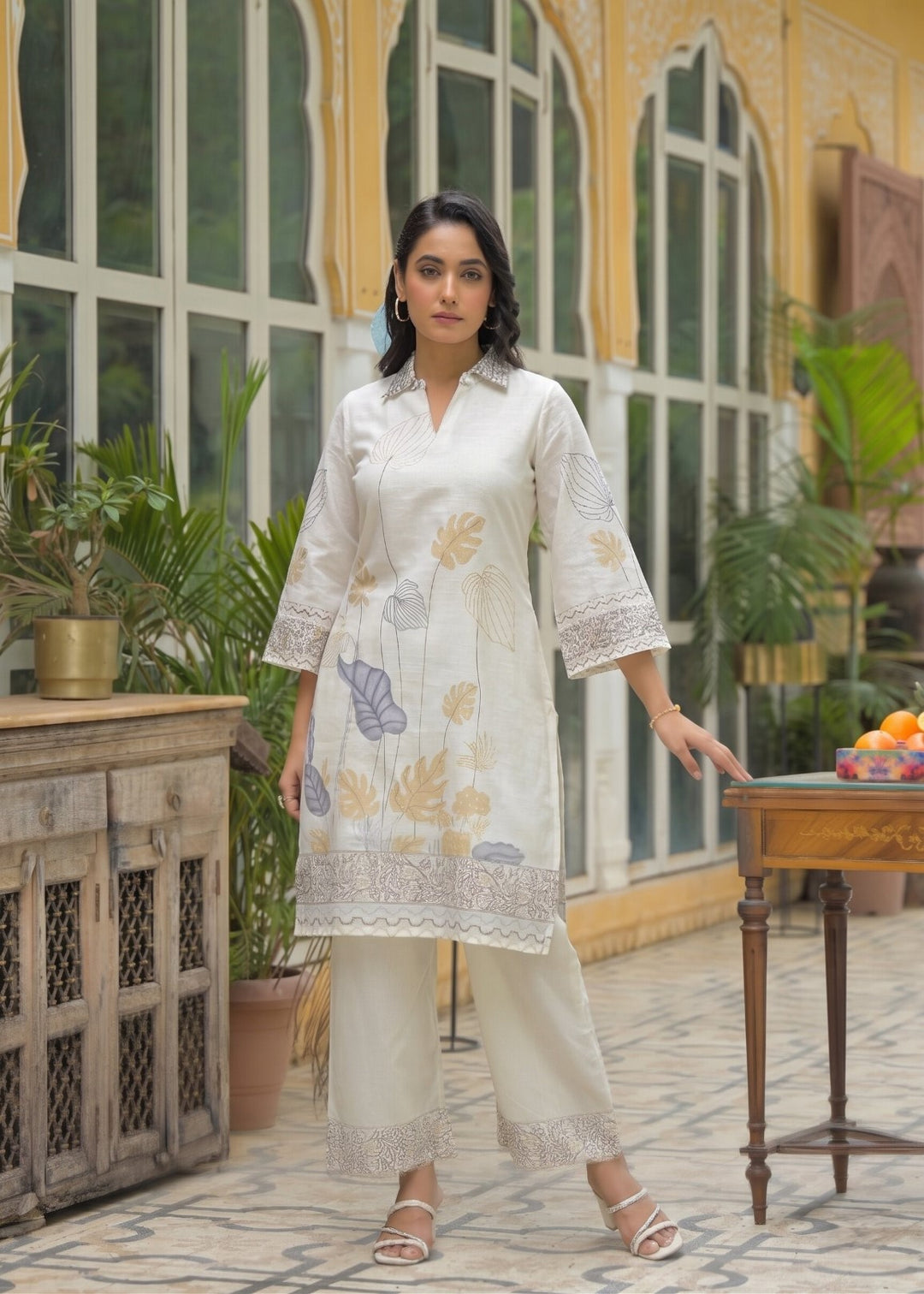 Dagdai canary cotton printed co-ord set