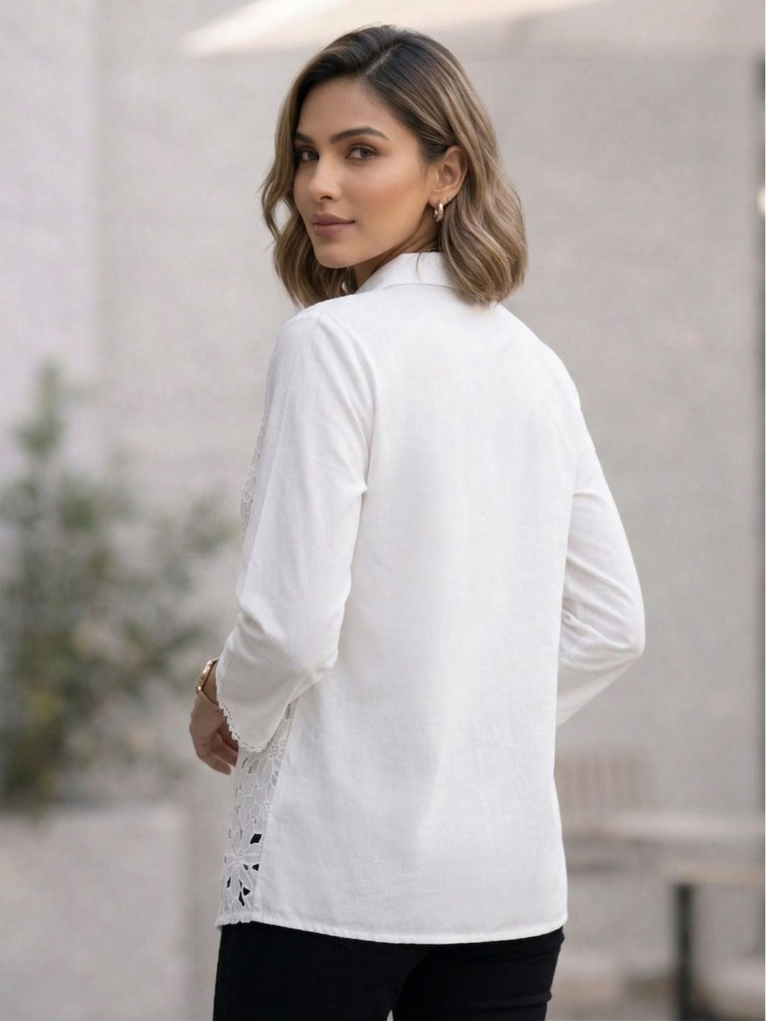 Perka babbles schiffli cotton shirt