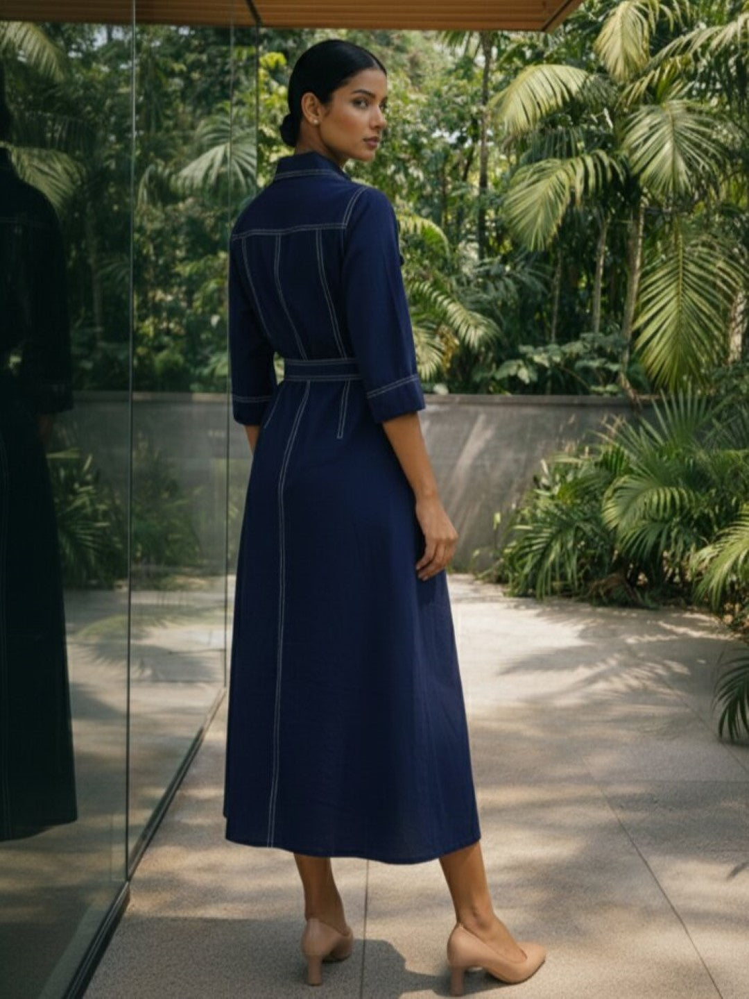 Ivanka azure denim cotton dress