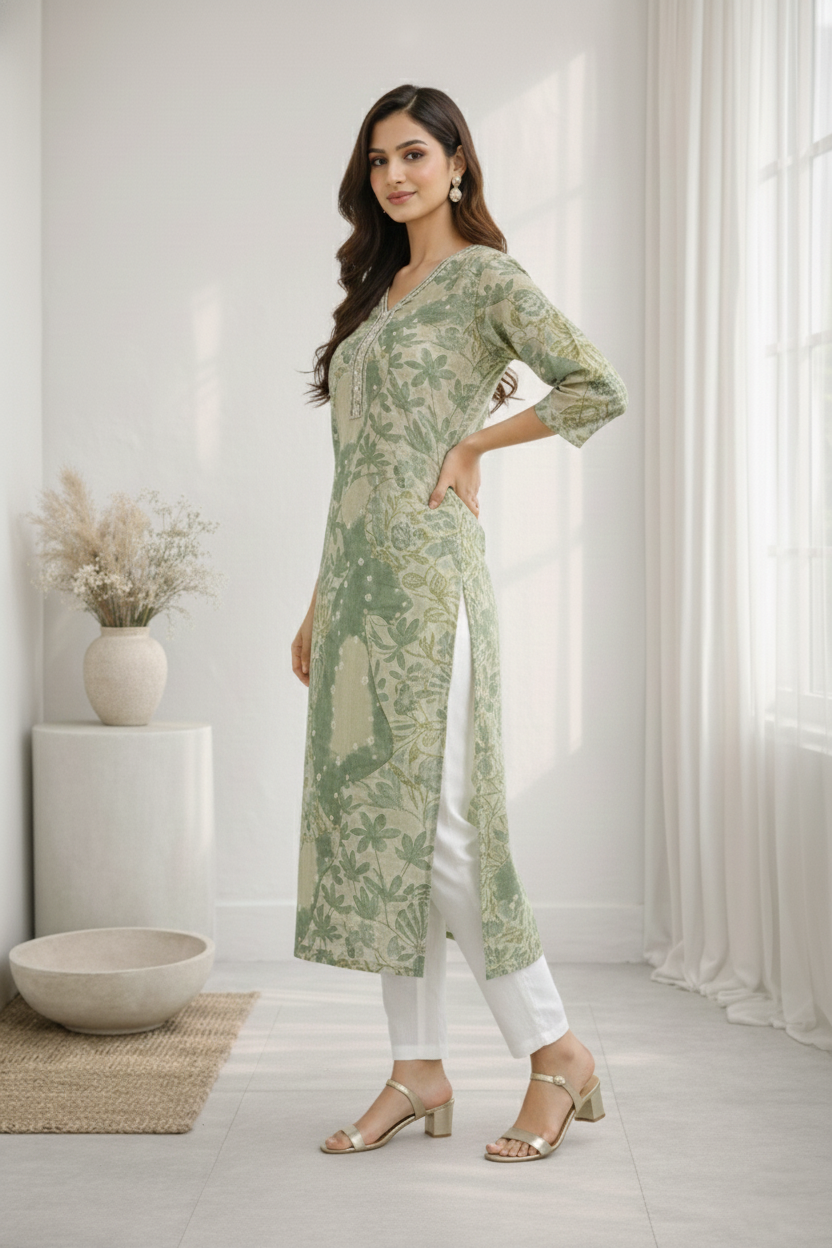 Barnali Fern Printed Work Kurti