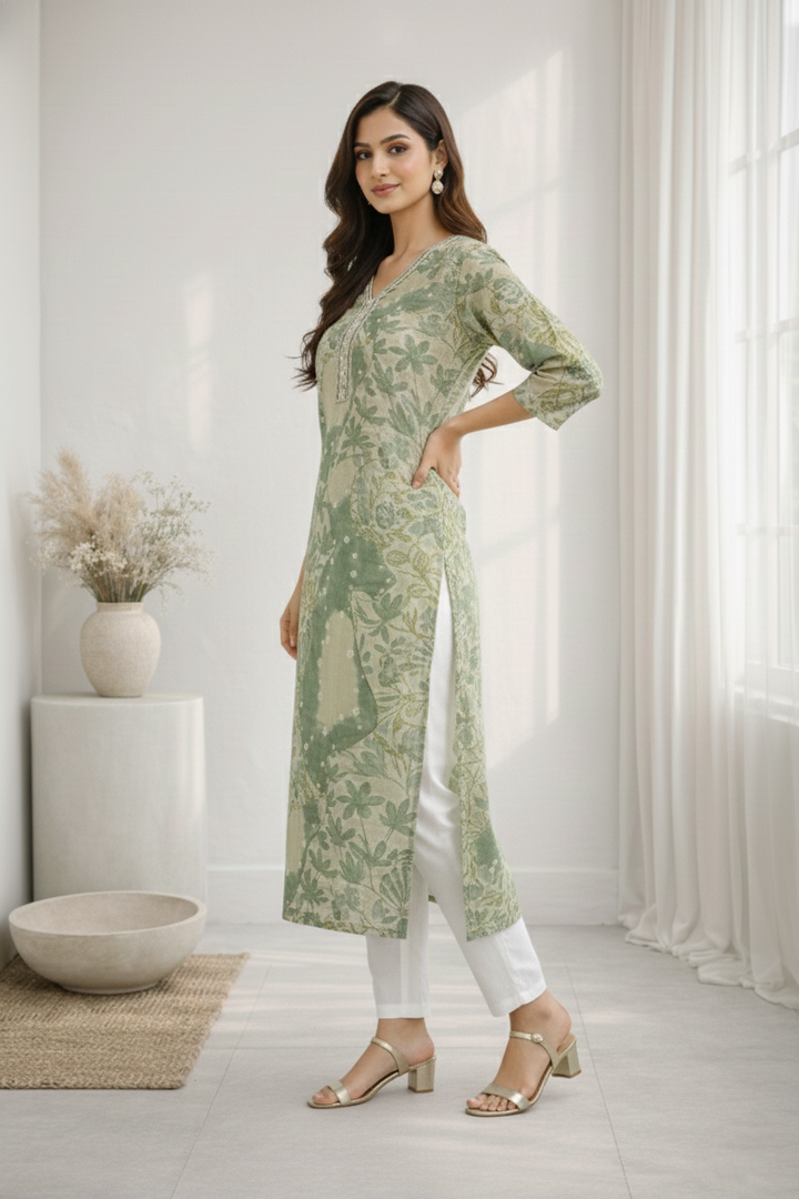 Barnali Fern Printed Work Kurti