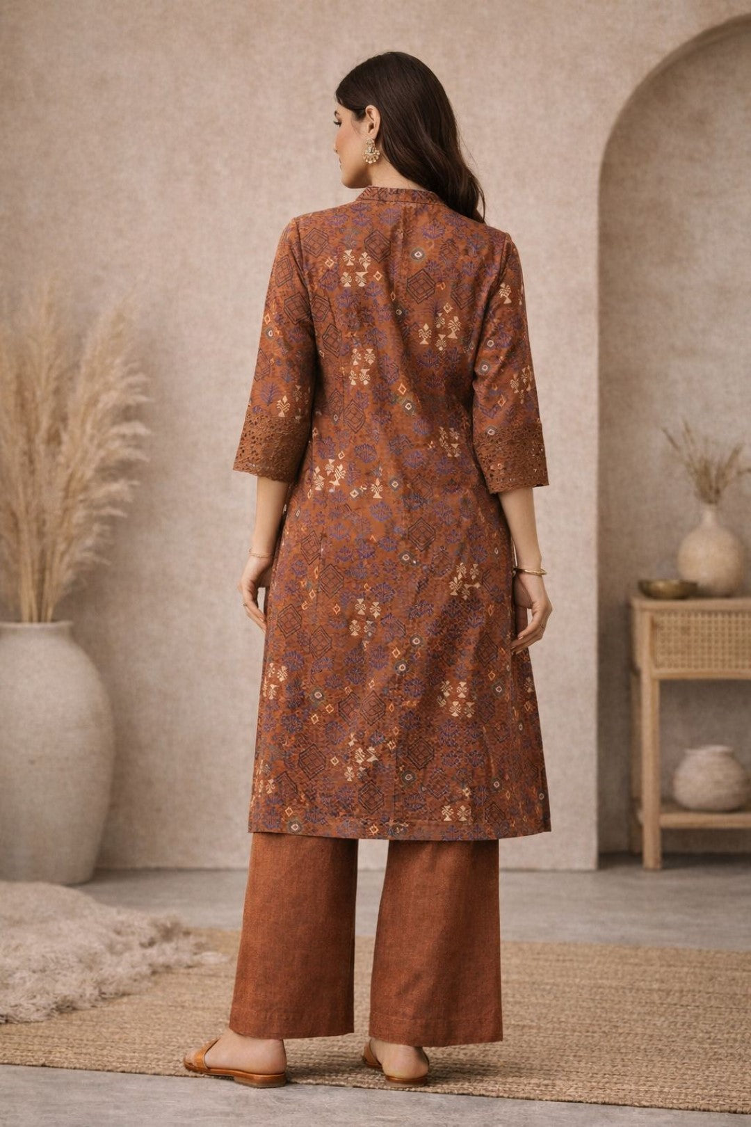 Surbhi russet printed cotton kurta pant set