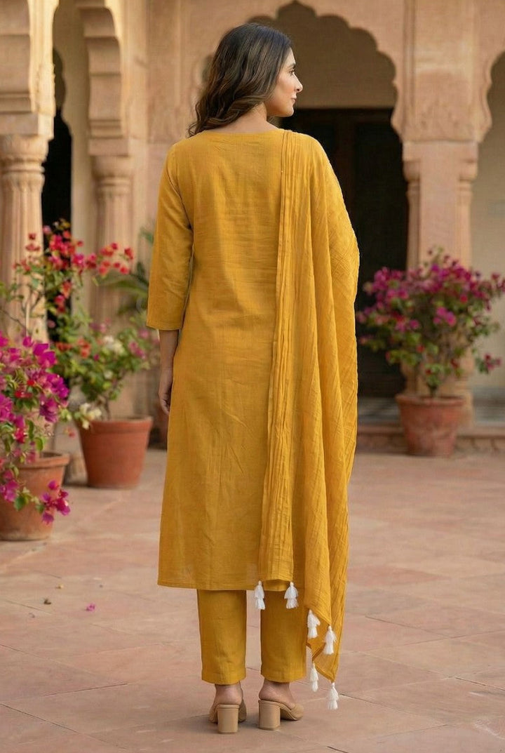 Tanu amber cotton embroidery suit set