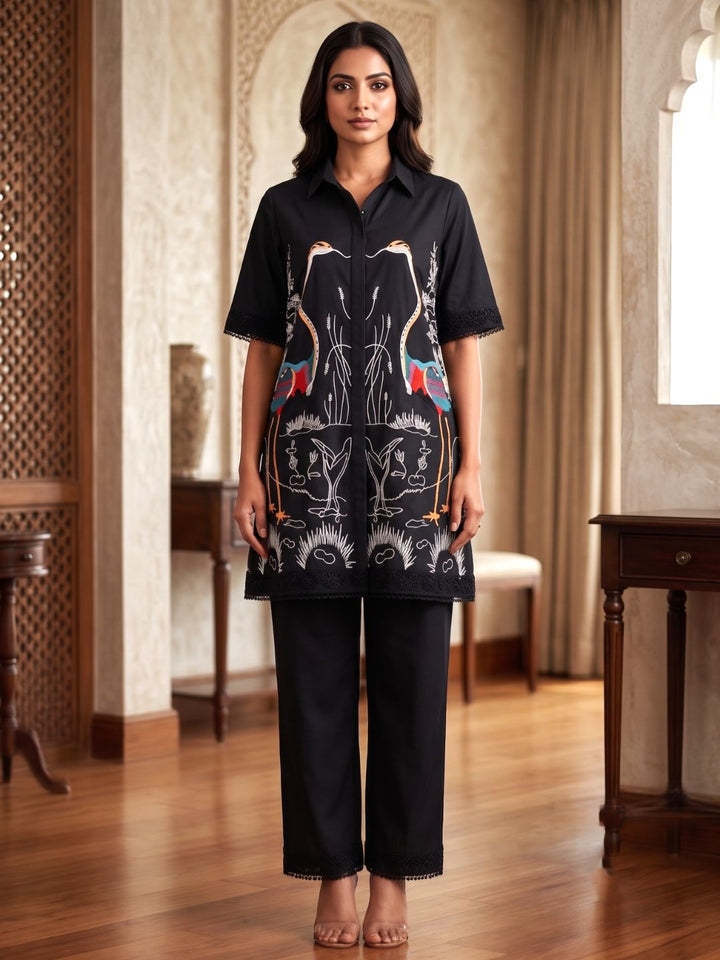 Bodhi Ebony Embroidered Cotton Co-ord Set