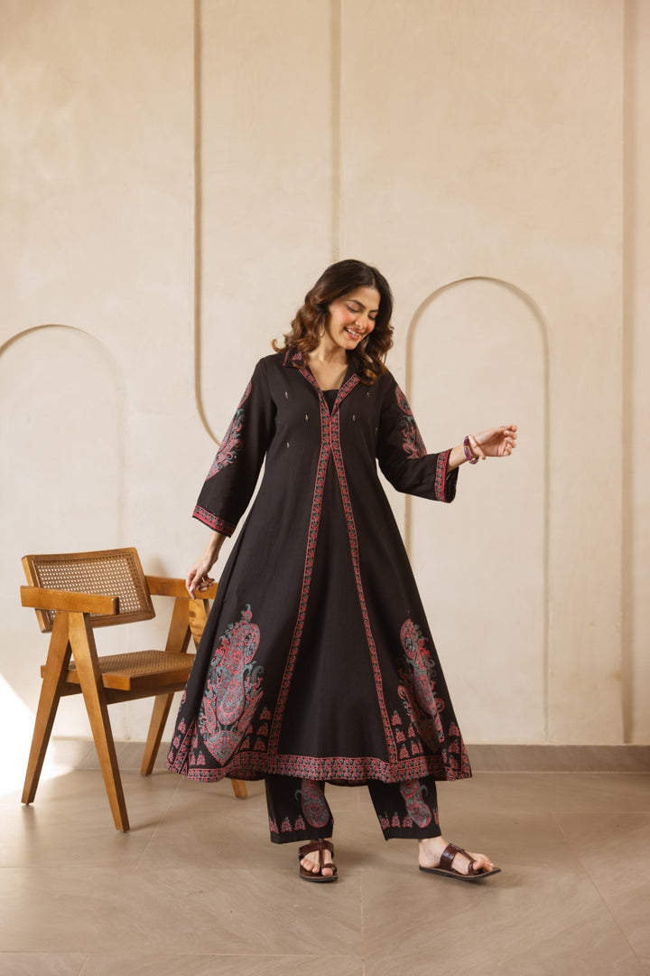 Karen Asphalt printed cotton kurta pant set