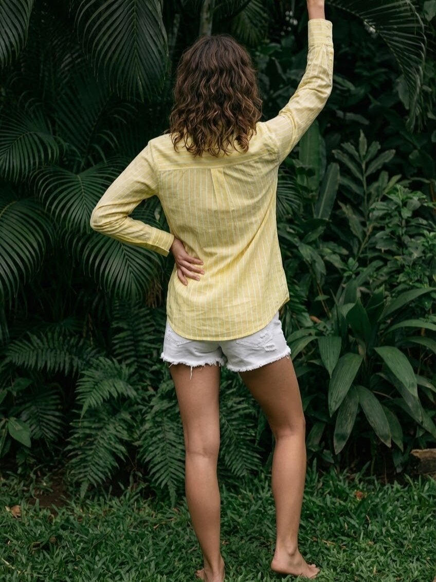 Ivanka canary stripes embroidery cotton shirt