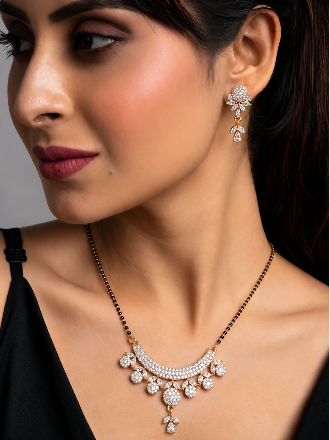 Nayra diamond Mangalsutra with earings set