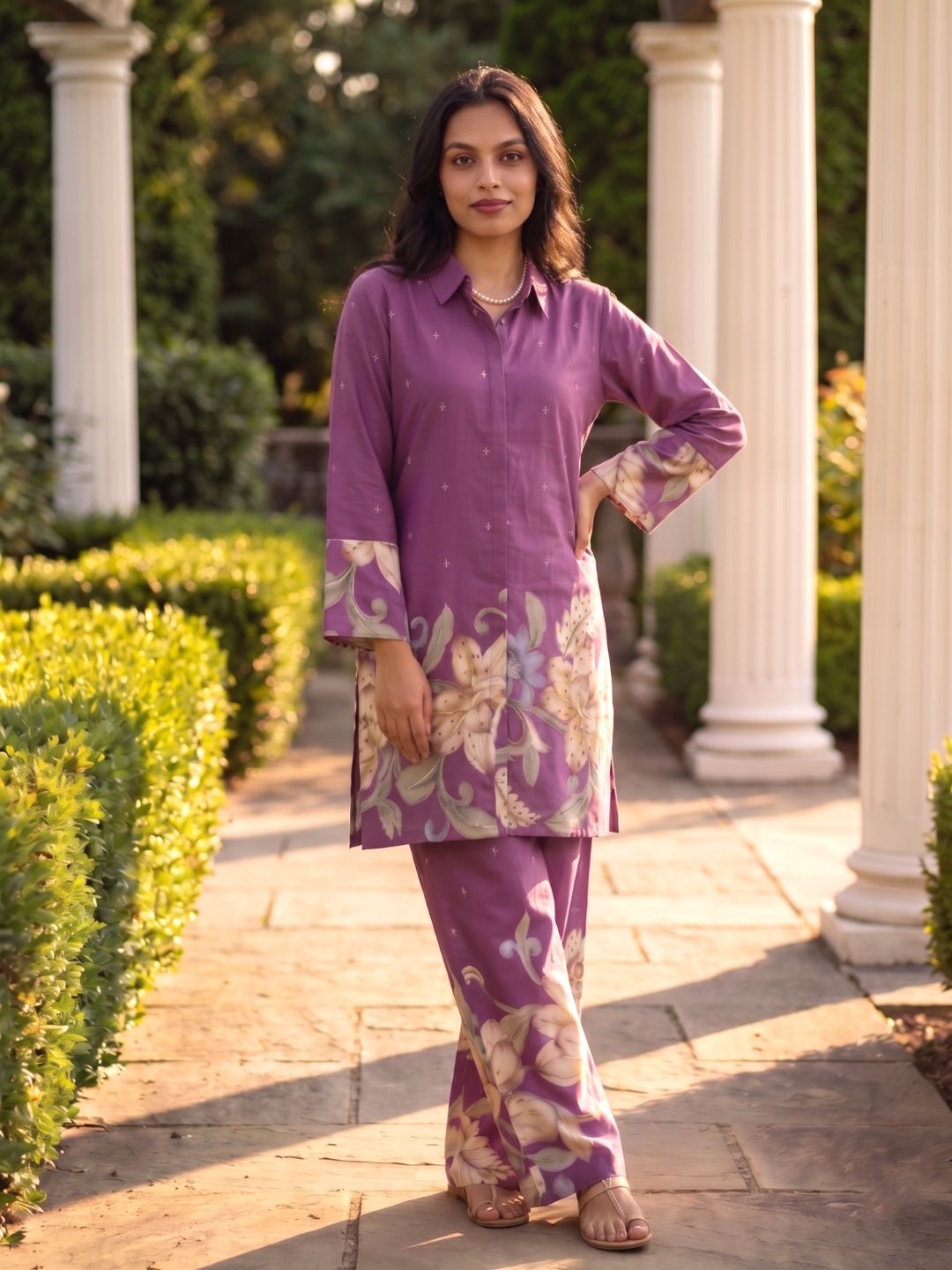 Shanti Mulberry Printed Cotton Co-ord Set
