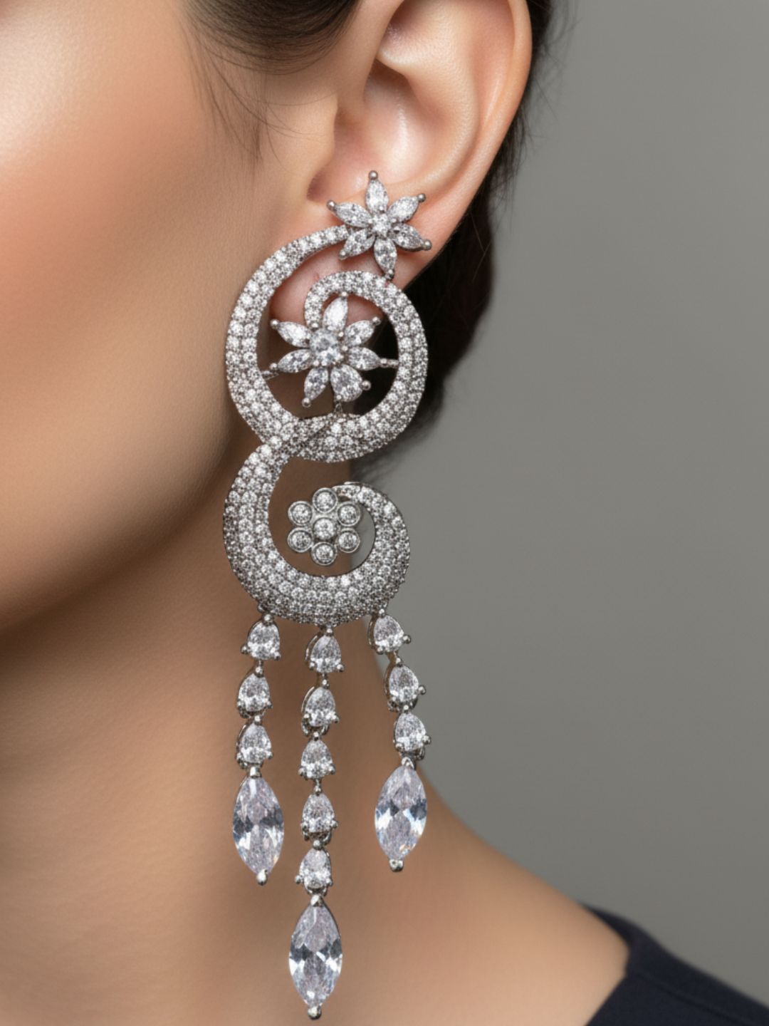 Antaara Heavy Drop Diamond Earings