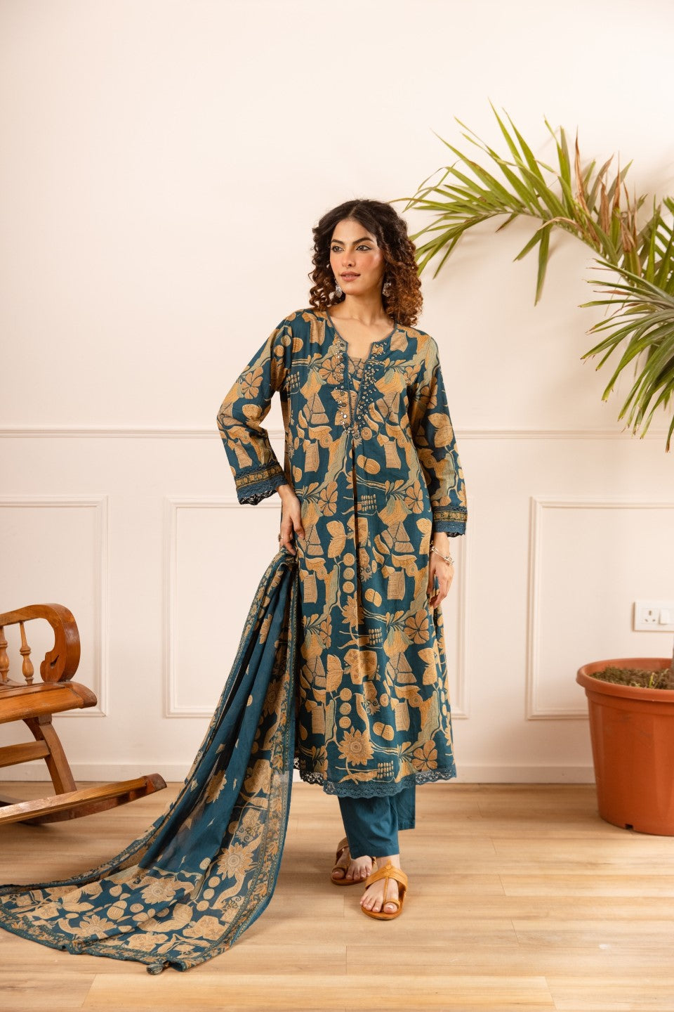 Karen sapphire cotton suit set
